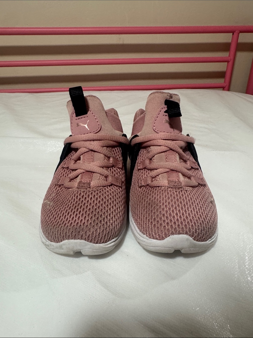 Puma Kids Rose Pink Mesh Sneakers with Black Accents